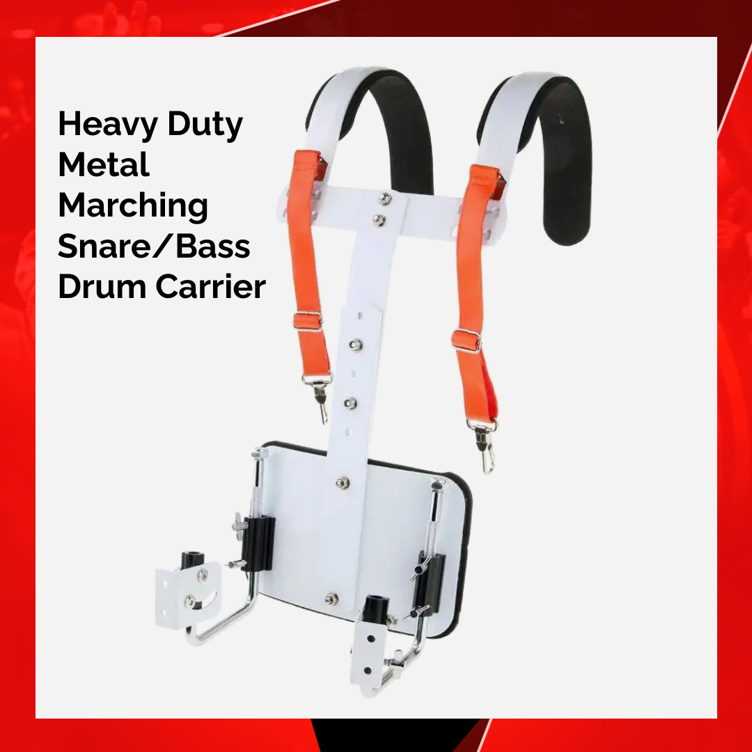 White Marching Snare Drum Carrier Bass Drum Shoulder Harness, Thickened Sponge Shoulder Pad